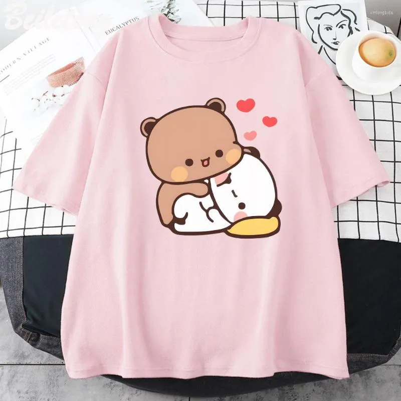 T-shirts pour femmes Panda Bear Bubu Dudu Shirt Couple Tops Love You Cute Print Été À Manches Courtes O-cou Coton Casual Harajuku Femme Tees