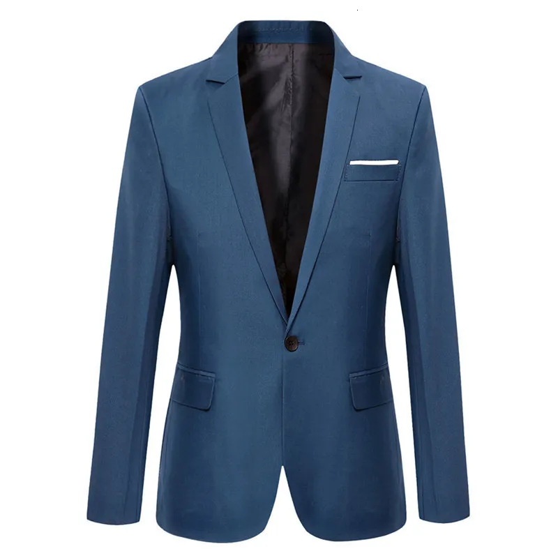 Abiti da uomo Blazer Blue Men Blazer Work Office Men Sumodos per occasioni formali Coppetta Blazer maschio Maschi personalizzati Blazer Slim 230213