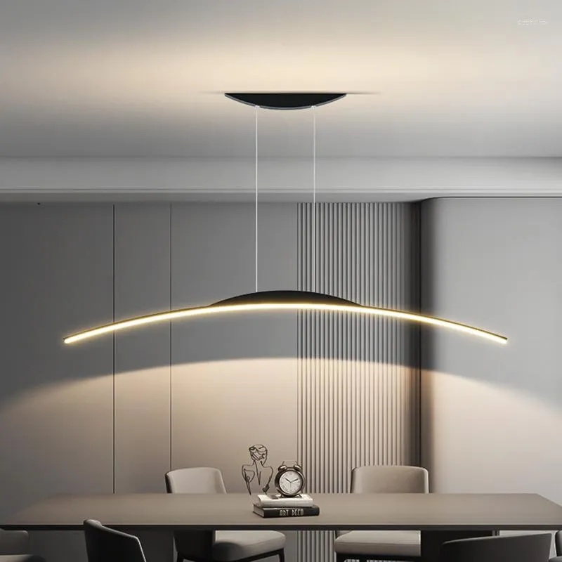 Chandeliers Modern Nordic Dining Table Bar Pendant Lamp Minimalist Led Long Office Hanging Chandelier Designer Room Simple Lighting