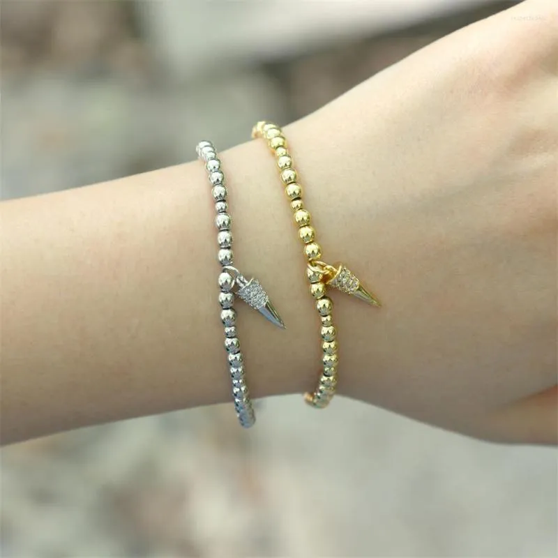 Charm armband eyika trendig koppar guld silver färg metall pärlor zirkonkon form armband för kvinnor mode punk uttalande smycken