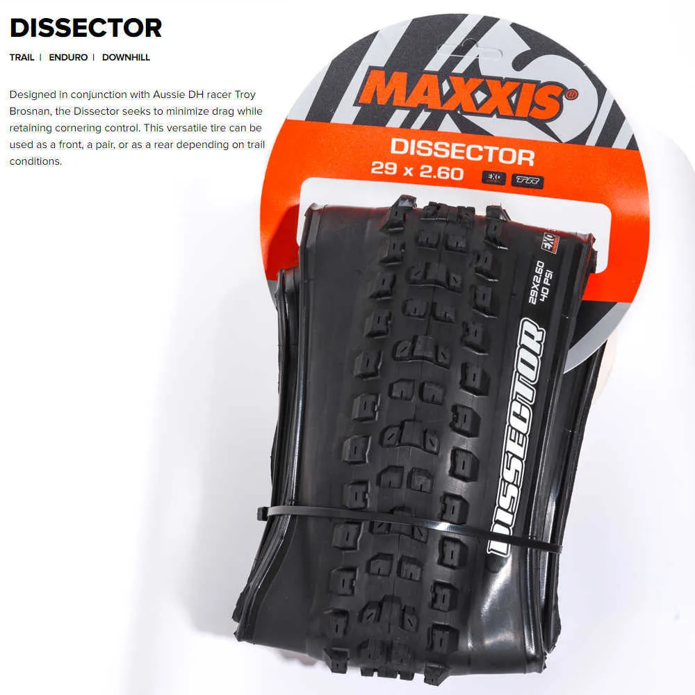 Pneus de vélo Maxxis Dissector Trail Enduro Downhill Bicycle Tire of Mountain Bike Tennessless Kevlar pliage 27,5 29 0213