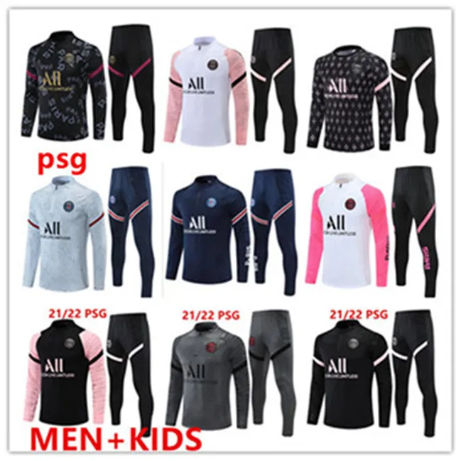 21 22 23 24 PSGS Tracksuits Training Messis Mbappe Kit Sursetement Foot Tuta Jacket Retro Futbol 20 Soccer Paris Football Men and Kids Jerseys Maillot