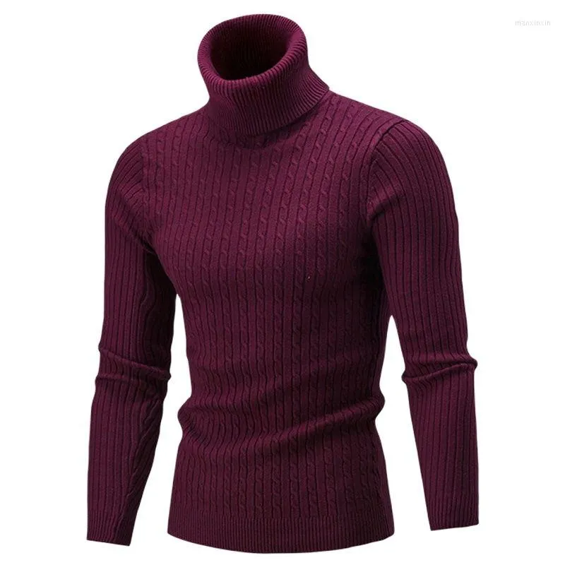 Herrtröjor Autumn och vintermän turtleneck tröja stickad tröja krage varm pullover smal casual gzb134