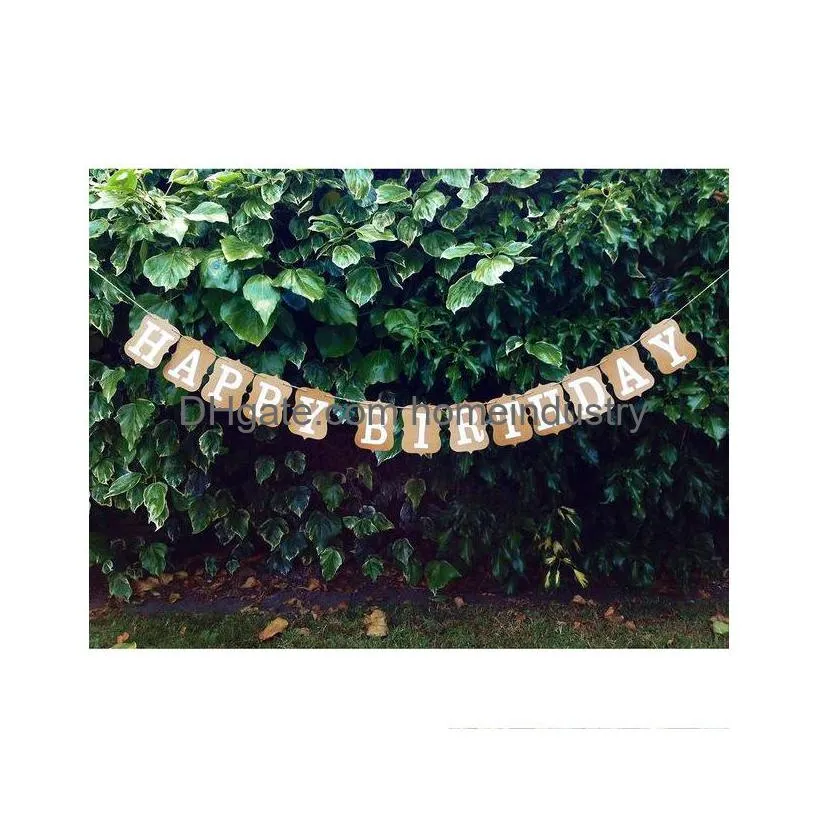 Banner vlaggen Groothandel Vintage gelukkige verjaardag Bunting Paper For Kids Party Boy Baby Shower Decorations Drop Delivery Home Garden FES DH0Z1