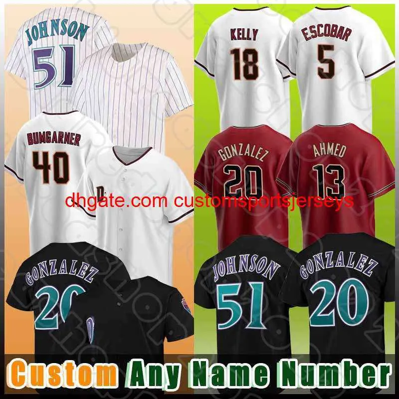 Stitch 51 Randy Johnson Jersey 20 Luis Gonzalez 야구 유니폼 Ketel Marte Nick Ahmed Carson Kelly Alek Thomas Josh Rojas Daulton Varsho Christian Walker Seth Beer