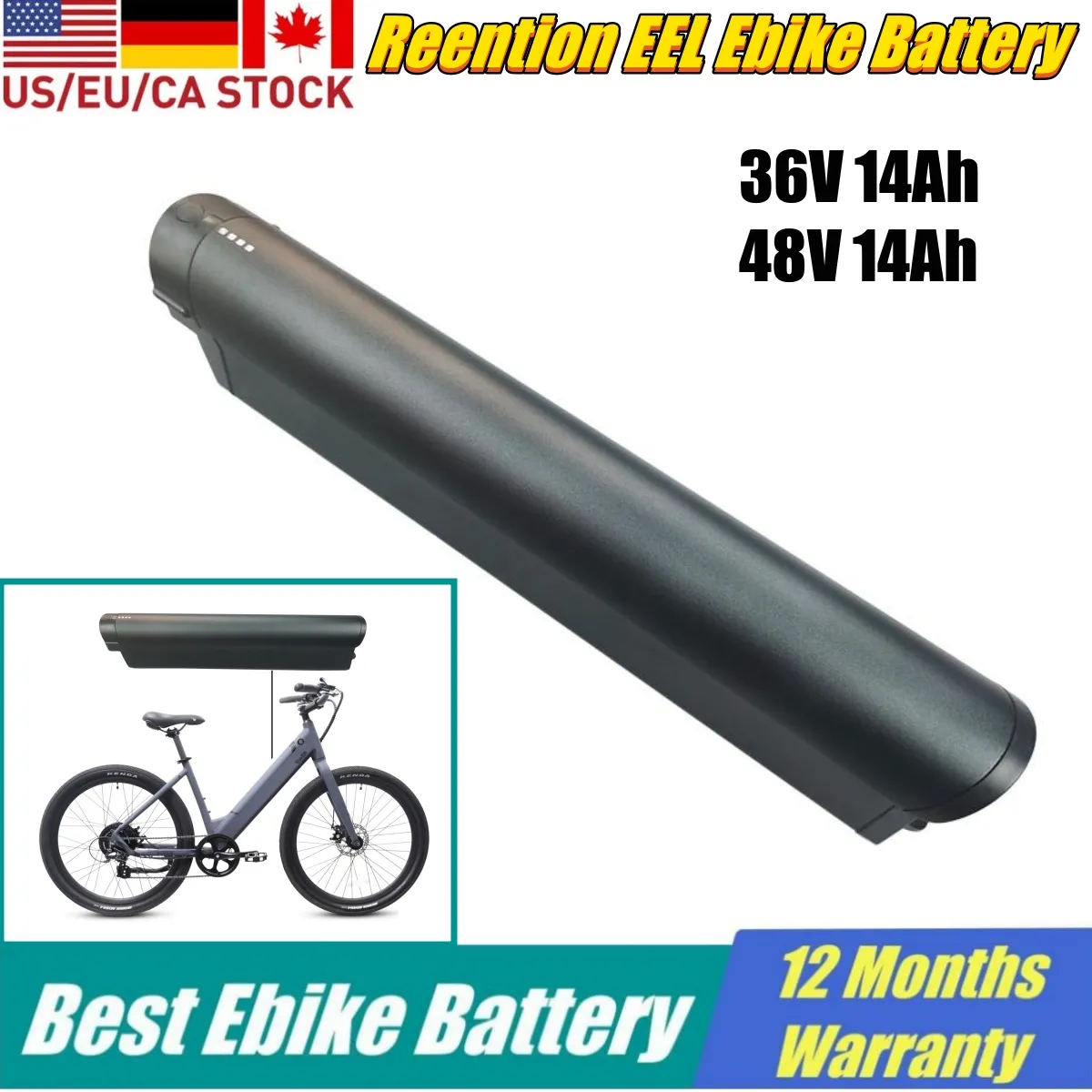 Reention EEL Ebike Battery 36V 10.4ah 14Ah for ride1up core 5 replacement battery 48v 14ah 350w 500w 750w electric bike battery