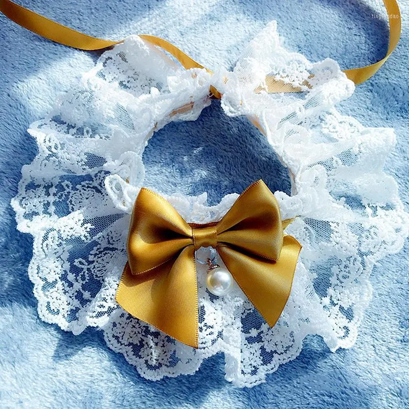 Dog Collars Collar Lace Bowknot Cat Neckerchief Kitten Flower Puppy String Bib Necklace Neck Strap Scarf Pet Supplies