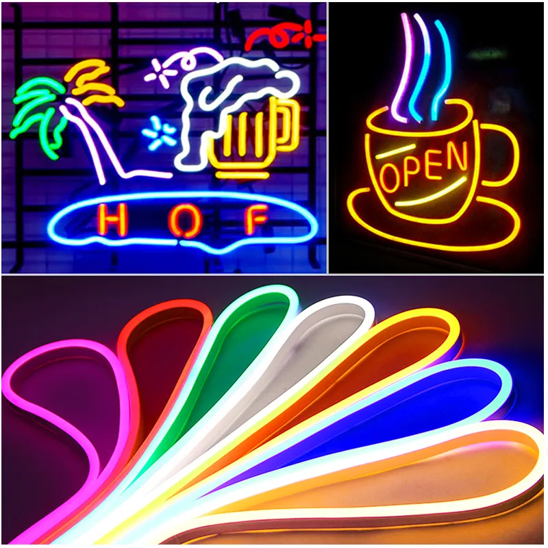 LED Flexible Neon Sign Strip Light 110V 220V 2835 5050 LED Neon Sign 120led Étanche Flex Rope Light Éclairage extérieur