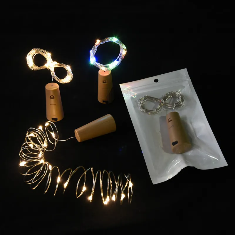 Kurkfles snaren lichten 6,6 voet zilveren draad 20 LEDS Fairy Mini String Lights Christmas Diy Party (warm wit) gebruik