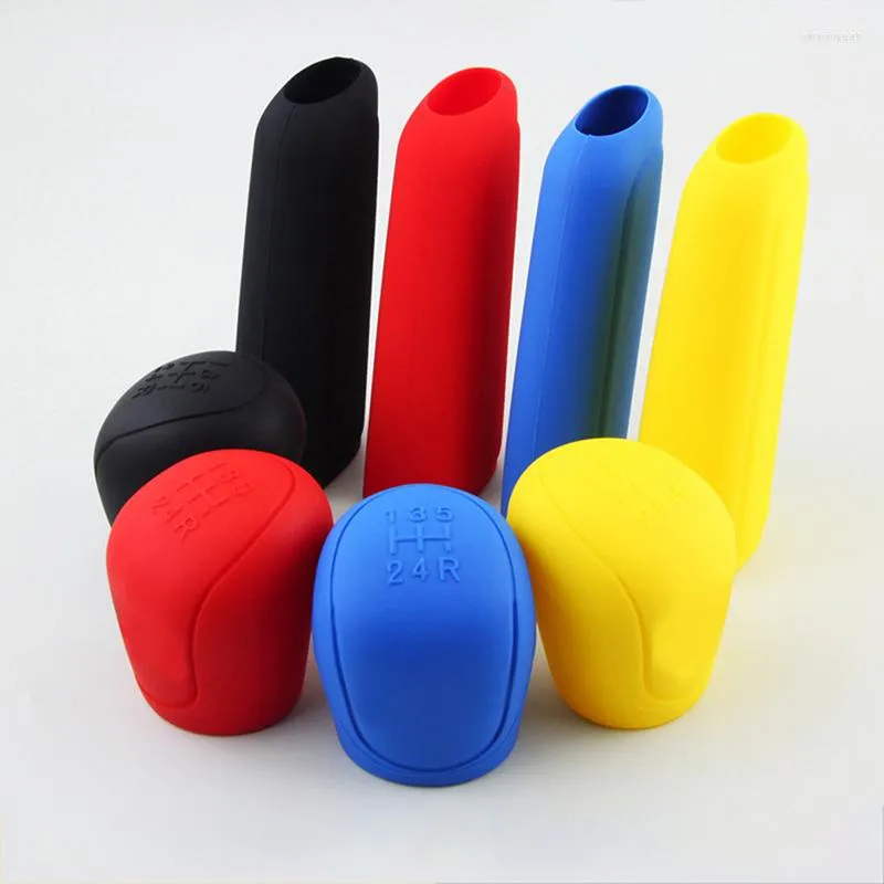 Steering Wheel Covers 1Pc Car Auto Manual Silicone Shift Gear Head Knob Cover Handbrake Hand Brake Sleeve Case Skin Protector Styling