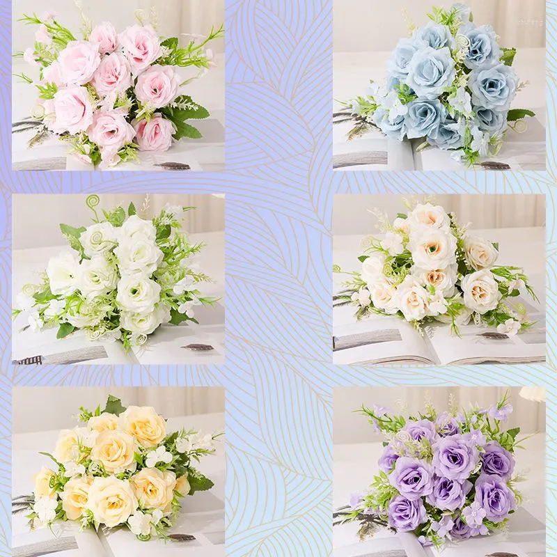 Fiori decorativi 1 mazzo di bellissime ortensie rose fiori artificiali giardino decorazione di nozze bouquet autunnale casa mousse peonia artifici