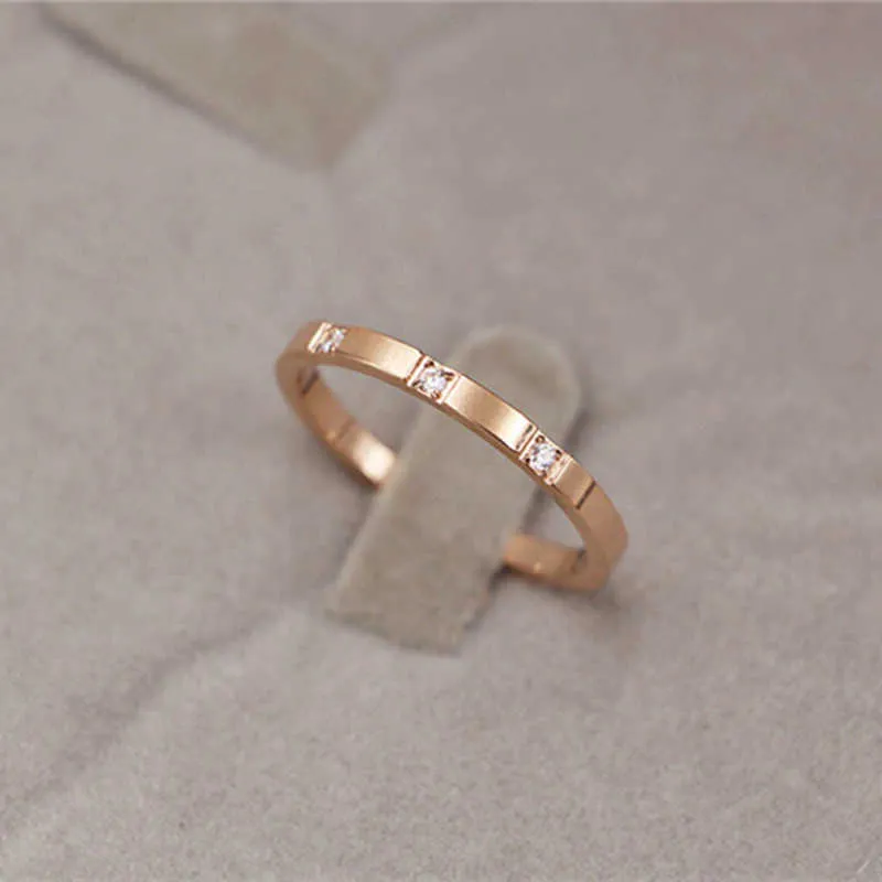 Bandringen titanium staal kleine kubieke zirkonia trouwring voor vrouw rose goud kleur kristal bruiloft sieraden kk009 g230213