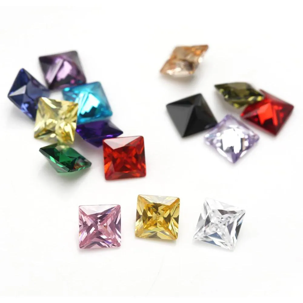 Diamanti Sciolti Facotry Direct Mix Colore 30 Pz/borsa 6X6 Mm Princess Taglio Sfaccettato Forma 5A Vvs Cubic Zirconia Per Gioielli Fai Da Te Shi Dhngw