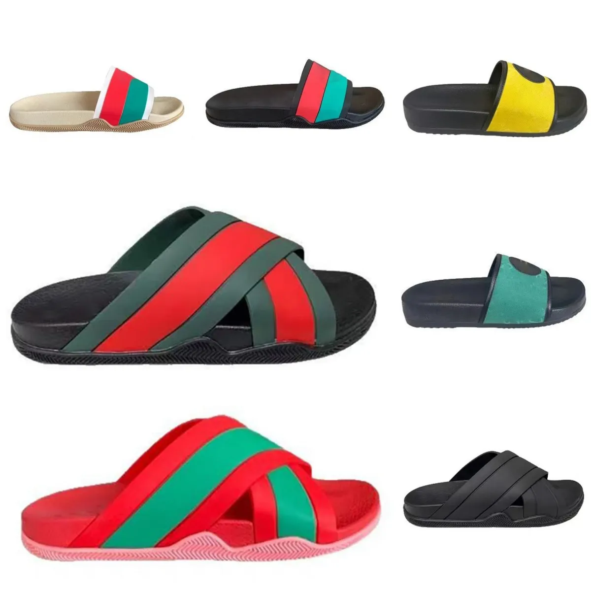 Erkekler kadın terlik ağ slayt siyah kauçuk terlik slaytlar kaymaz sandaletler kalın dip klasikler sandal flip floplar çilek kaplan yeşil kırmızı beyaz plaj boyutu35-45