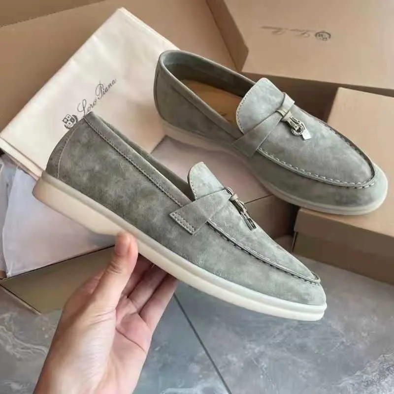 Italia Designer Loropiana Scarpe pura Sole morbida originale comoda scarpa singola lefu con nappe piatti Scarpe da donna Cashmere