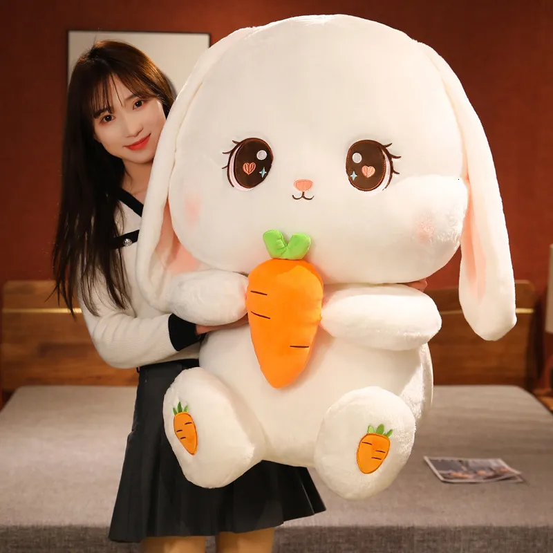 Animais de pelúcia de pelúcia Kawaii Rabbit Plush Toy 80cm Big Size Byled Animal Bunny Rabbit Doll Doll Pillow Kids Toys Birthday Christmas Gift for Girl 230211