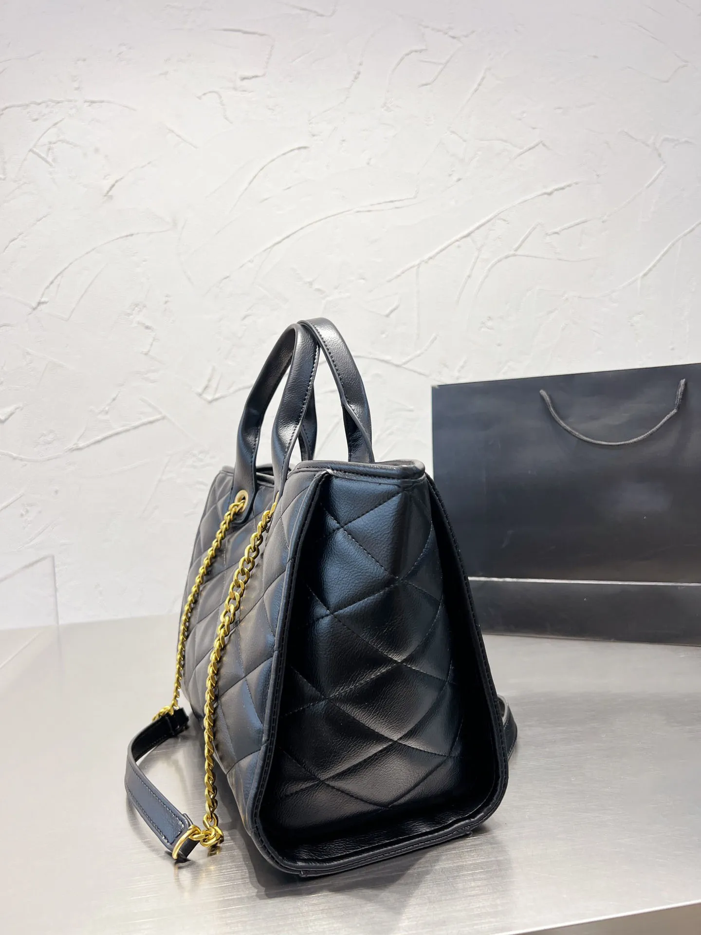 Bolso de hombro de diseñador para mujer, bolso de compras de moda, bolso cruzado de lujo, cartera con cadena, negro, gran capacidad, calidad 5A