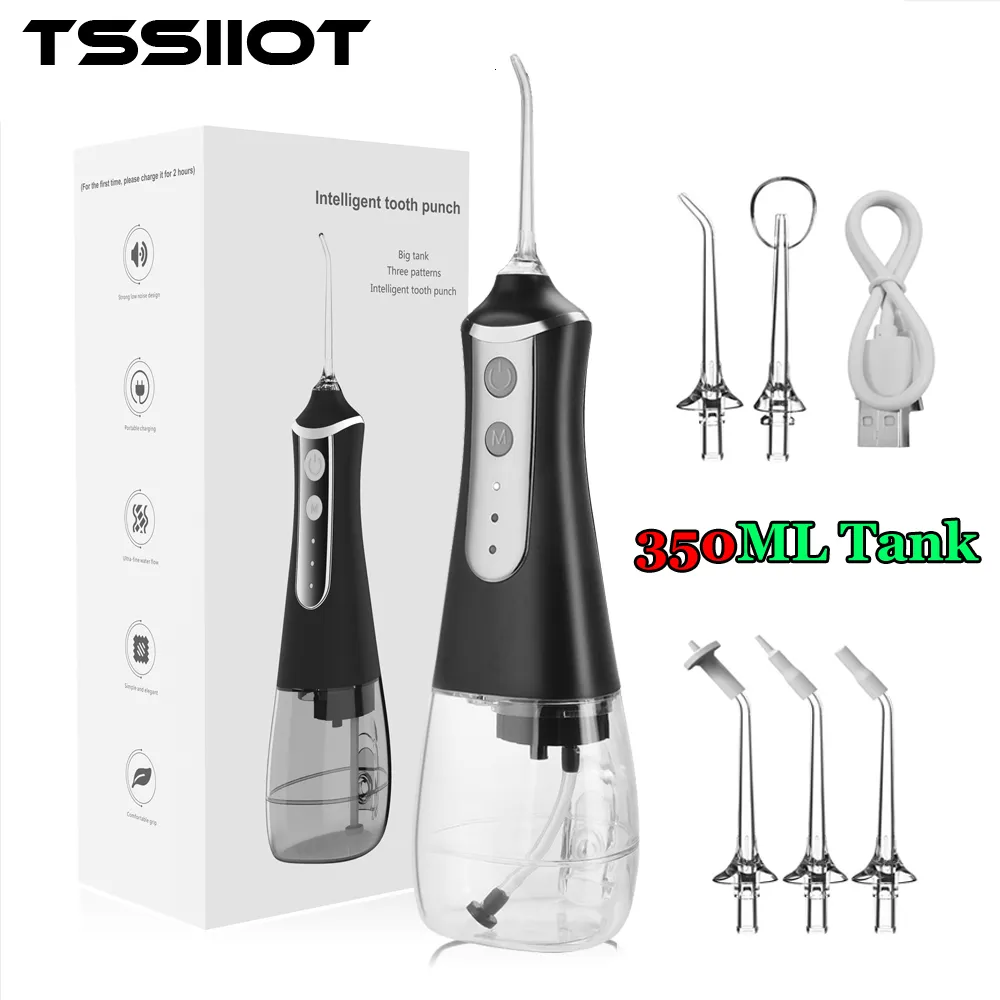 Other Oral Hygiene Irrigator tooth 3-speed adjustment Water Flosser Portable Dental Jet 350ML IPX6 proof Teeth Cleaner 230211