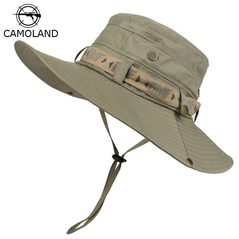 Chapeaux à large bord Chapeaux de seau Chapeau de seau imperméable Été Hommes Femmes Boonie Chapeau Protection UV extérieure Large bord Panama Safari Chasse Randonnée Pêche Chapeau de soleil 230211