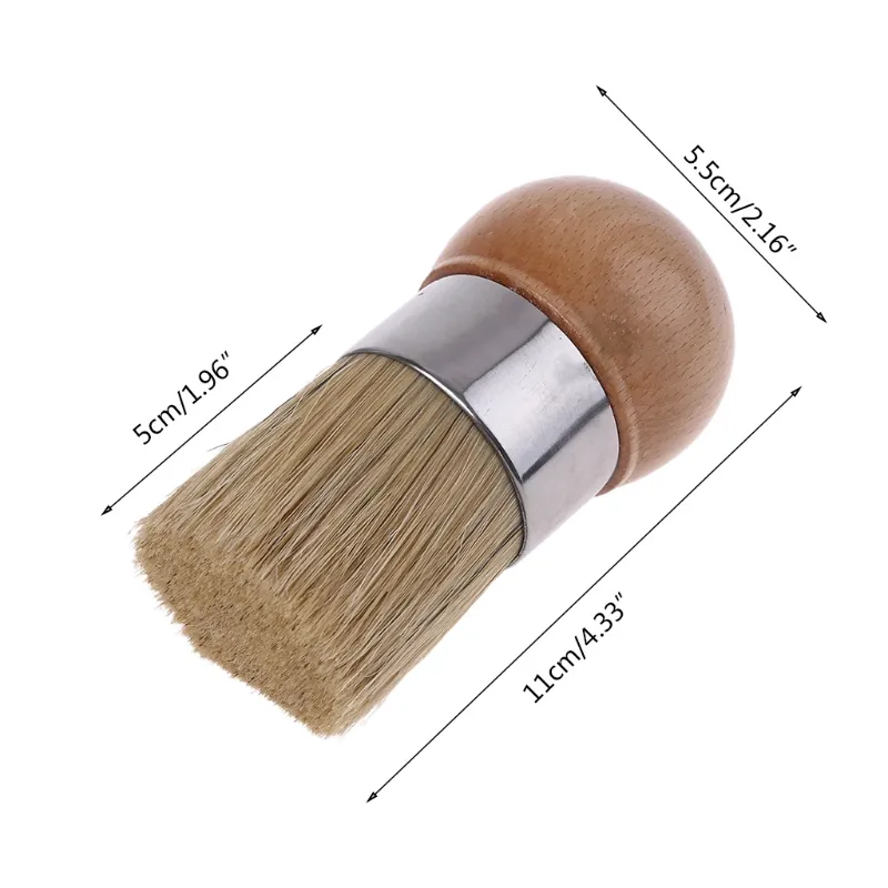 Painting Supplies Round Chalk Paint Wax Brush Ergonomic Wood Handle Natural Bristle Brushes Furniture DIY Painting Waxing Tool