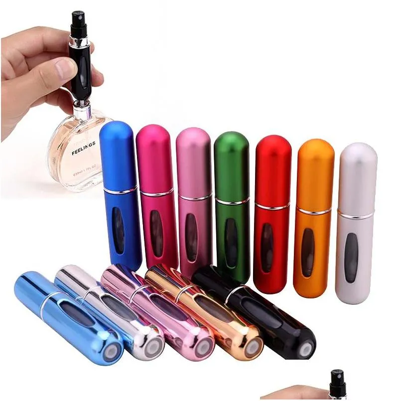 Flacon de parfum 5 ml par vaporisateur de maquillage auto-pompe rechargeable en aluminium mini parfum embouteillage push drop livraison santé beauté parfum Dhqqf