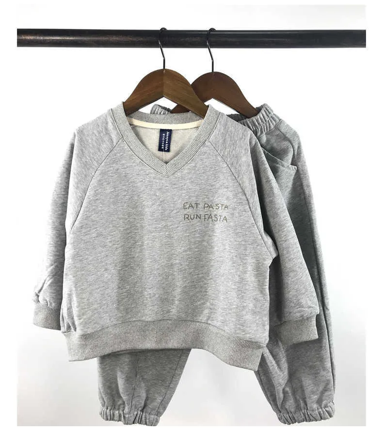 Kleidung Sets Herbst Baby Einfarbig Langarm Anzug Männer und Frauen Reine Baumwolle VNeck Pullover Hosen Zweiteilige Casual einfache Sportswear