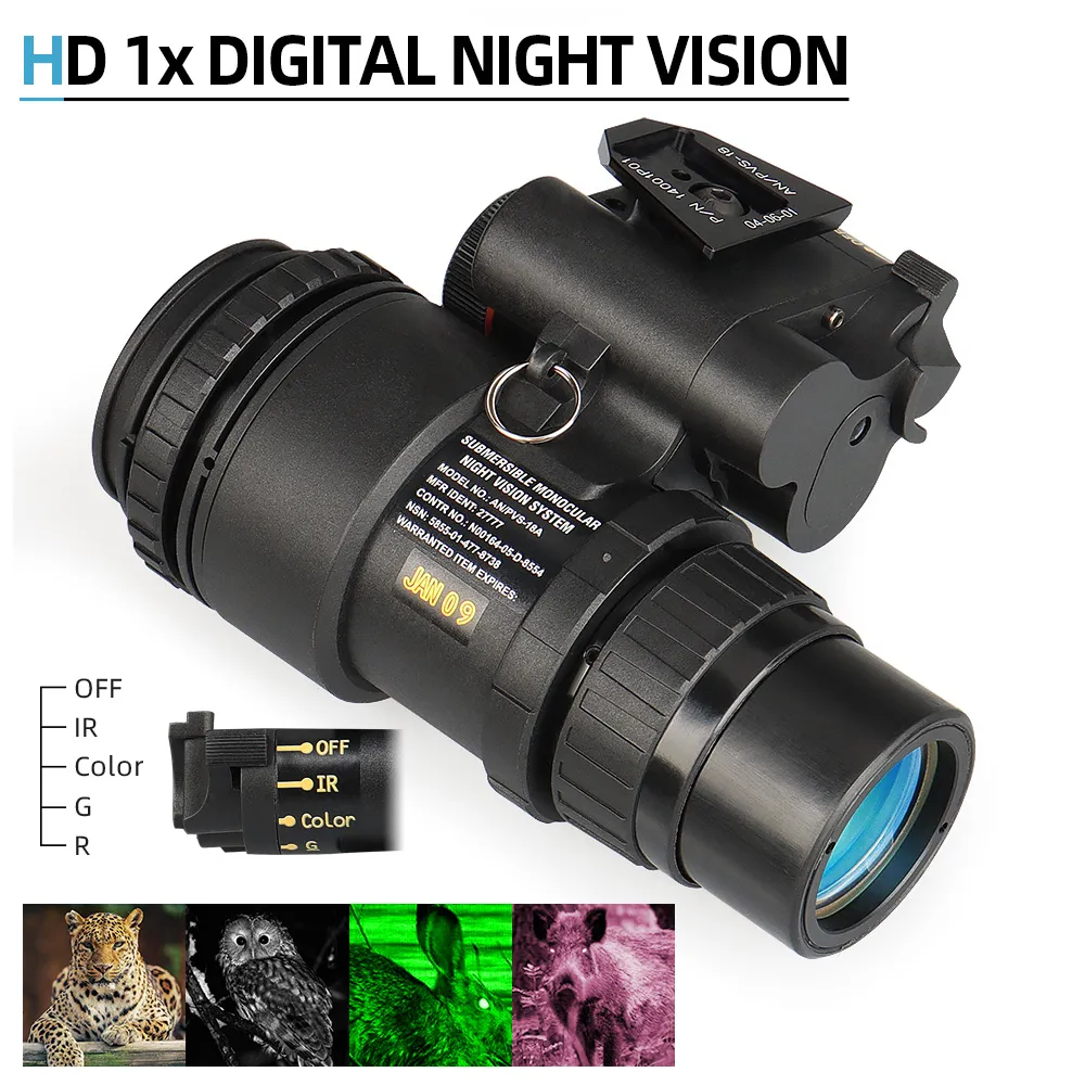 Jagdfernrohr Nachtsichtgerät PVS-18 Monokulares NVG-Gerät HD 1X Infrarot-Digital-Nachtbrille CL27-0032