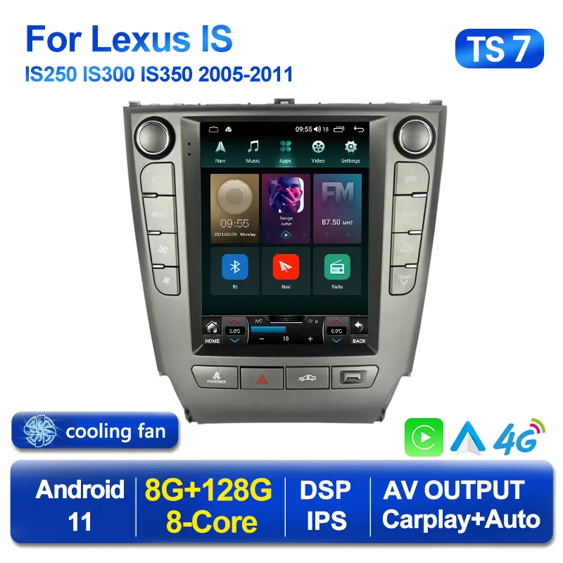 Android 11 Player Car DVD Radio Multimedia voor Lexus IS250 IS300 IS200 IS220 IS350 2005 2006-2012 Tesla Style CarPlay GPS Navi Stereo BT BT