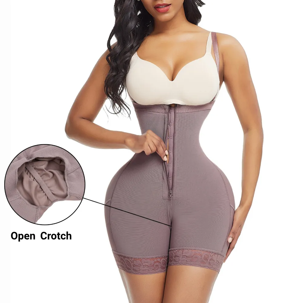 Shapewear Bodysuits Women Tummy Control Body Shaper Fajas Colombianas  Builtin Bra Waist Trainer Slimming Underwear Butt size XL Color Brown