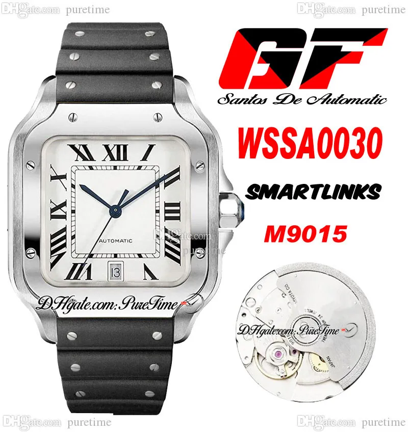 GF V2 WSSA003 Miyota 9015 Orologio da uomo automatico Cassa in acciaio Quadrante bianco Marcatori romani Gomma nera Super Edition Puretime 05b2