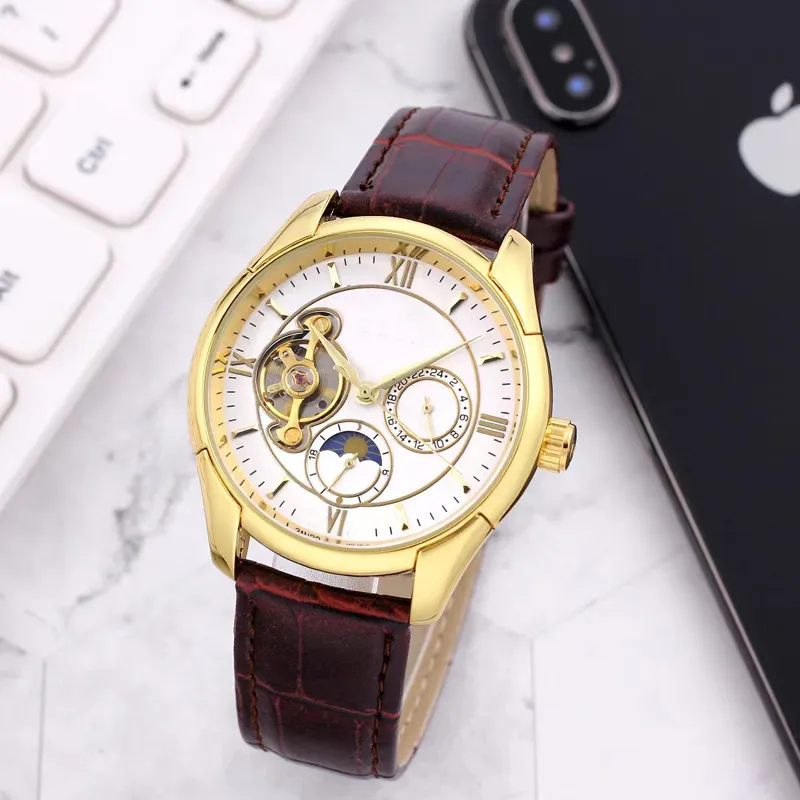Omeg roestvrijstalen pols horloges voor mannen 2023 Nieuwe herenhorloges Alle Dial Work Automatic Machinery Watch Top Luxury merk Clock Men Fashion Leather Band