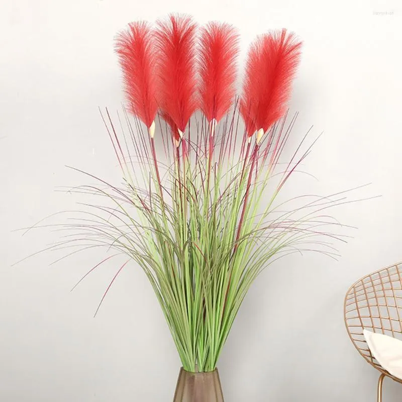 Kwiaty dekoracyjne 1PC sztuczny materiał Phragmites Reed Plant DIY Party Wedding Layout Table Table Flower for Home Dekoration