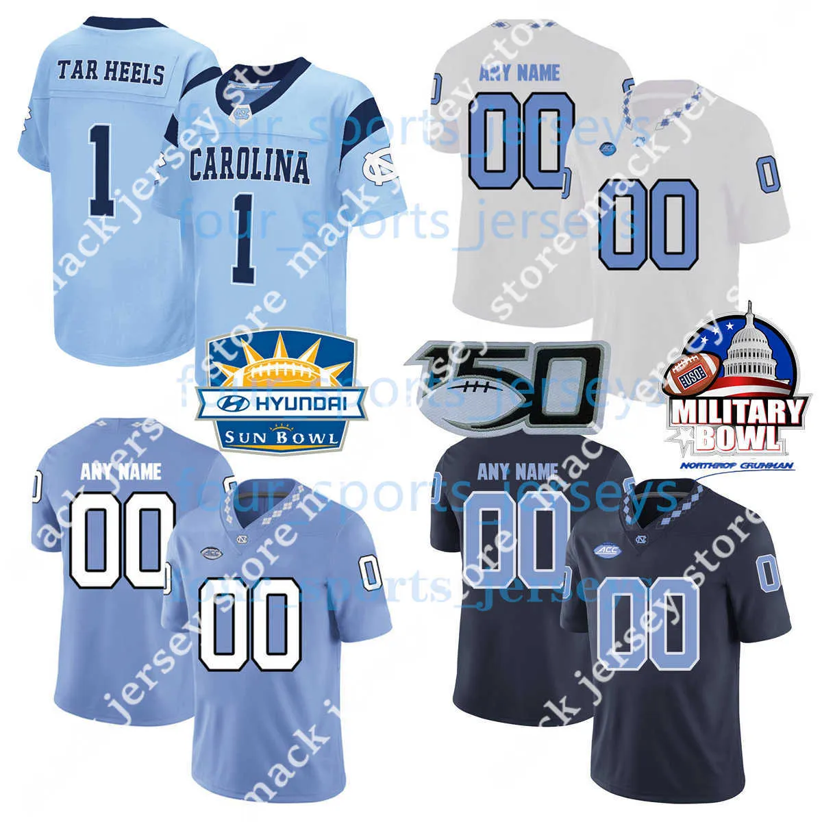 Custom NCAA College North Carolina Tar Heels Football Jerseys Dyami Brown Myles Murphy Michael Carter Josh Downs Mitchell Trubisky Antoine