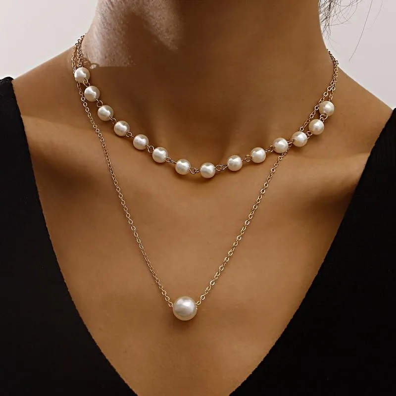 Pendant Necklaces Fairy Elegant Imitation Pearls For Women Fashion Beaded Chains Choker Colar Christmas Jewelry Gift