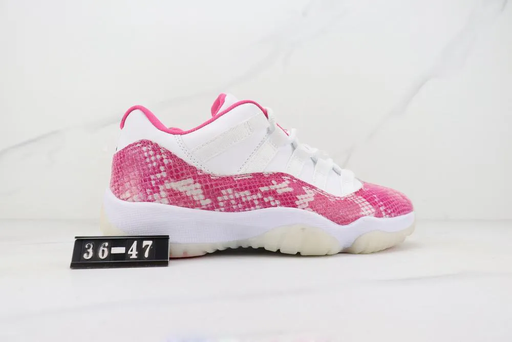 White and top pink snakeskin 11s