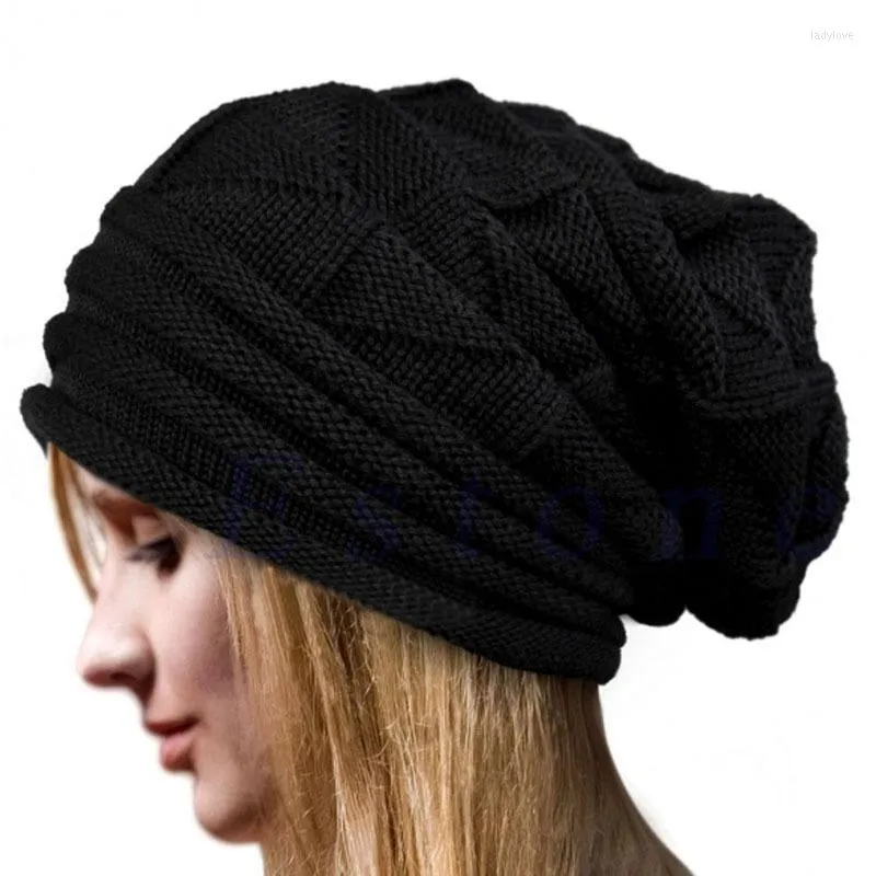 Bérets Tricoté Baggy Beanie Chapeau Surdimensionné Hiver Femmes Chapeaux Ski Slouchy Cap Skullies Bonnets Laine Chaud Hommes Unisexe