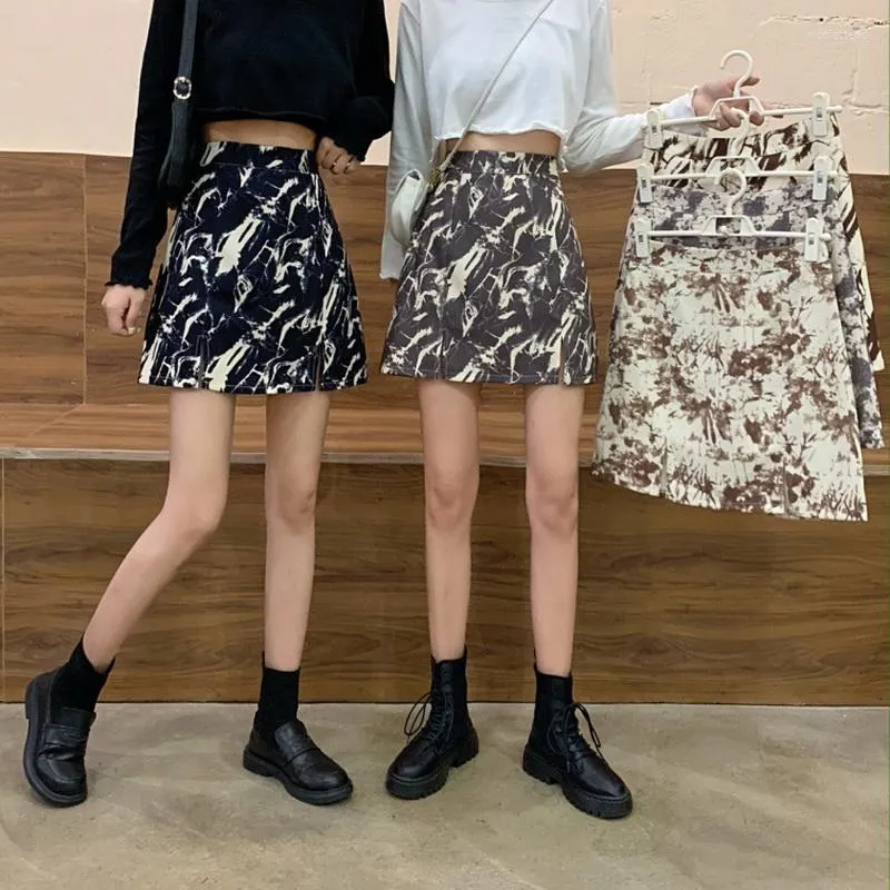 Skirts Summer 2023 Fashion A-line Elegant Slim Hip Bag Mini High Waist Casual Tie-dye For Women Clothing Plus Size M-3XL