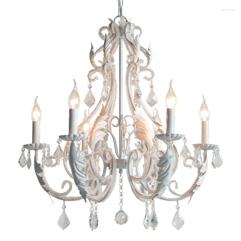 Żyrandole luksusowe salon restauracja żyrandol oświetlenie nordycka sypialnia retro lampy wisior amerykański biały kryształ