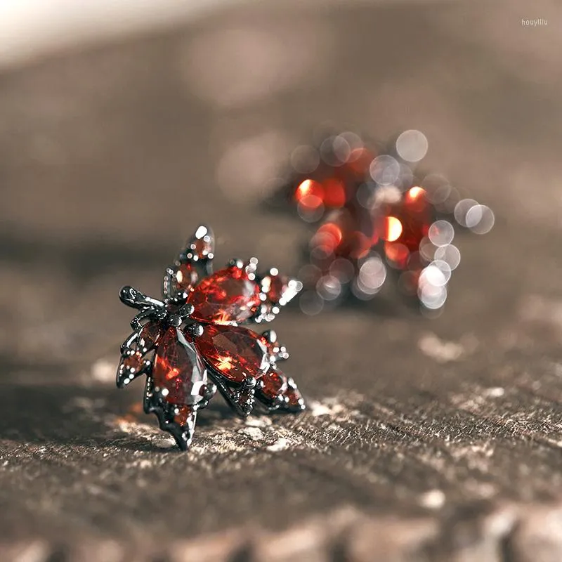 Stud Earrings Autumn And Winter Red Rhinestone Zircon For Women Fashion Fall Jewelry Accessories