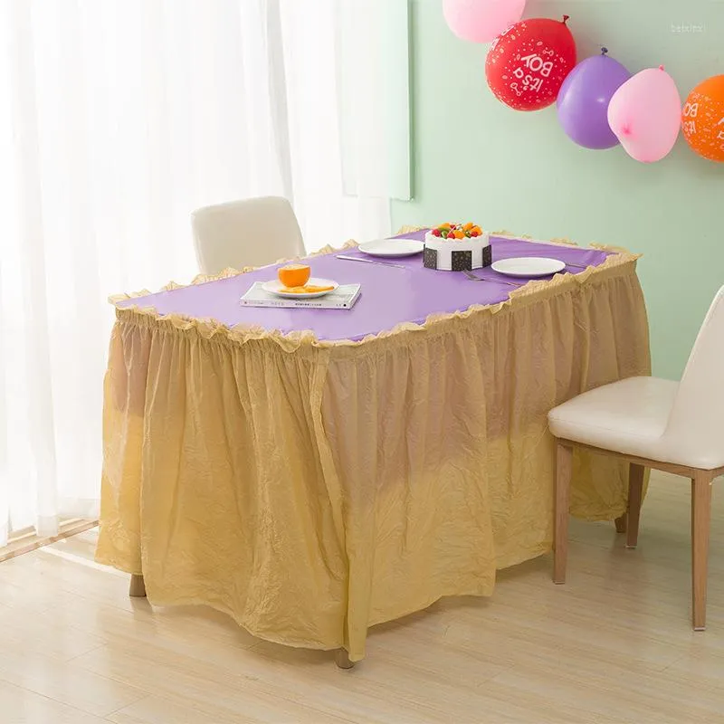 Table Cloth Disposable PEVA Skirt Party Dessert Baby Birthday Event Layout Long Circumference