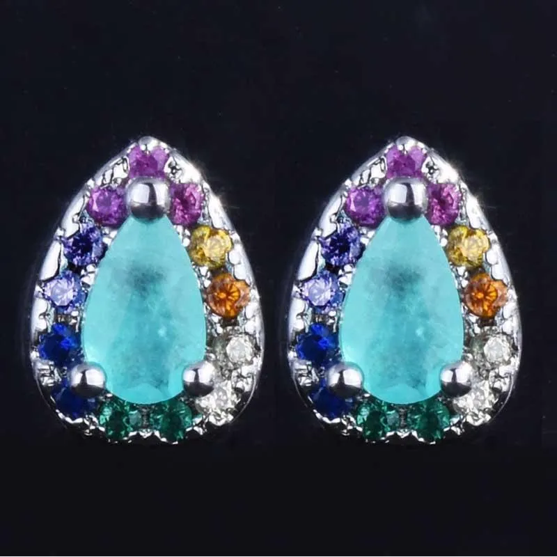 Stud Earrings Exquisite Pear Shaped Fashion With Colorful Zircon Charm Unusual For Women Wedding Party Birthday JewelryStud