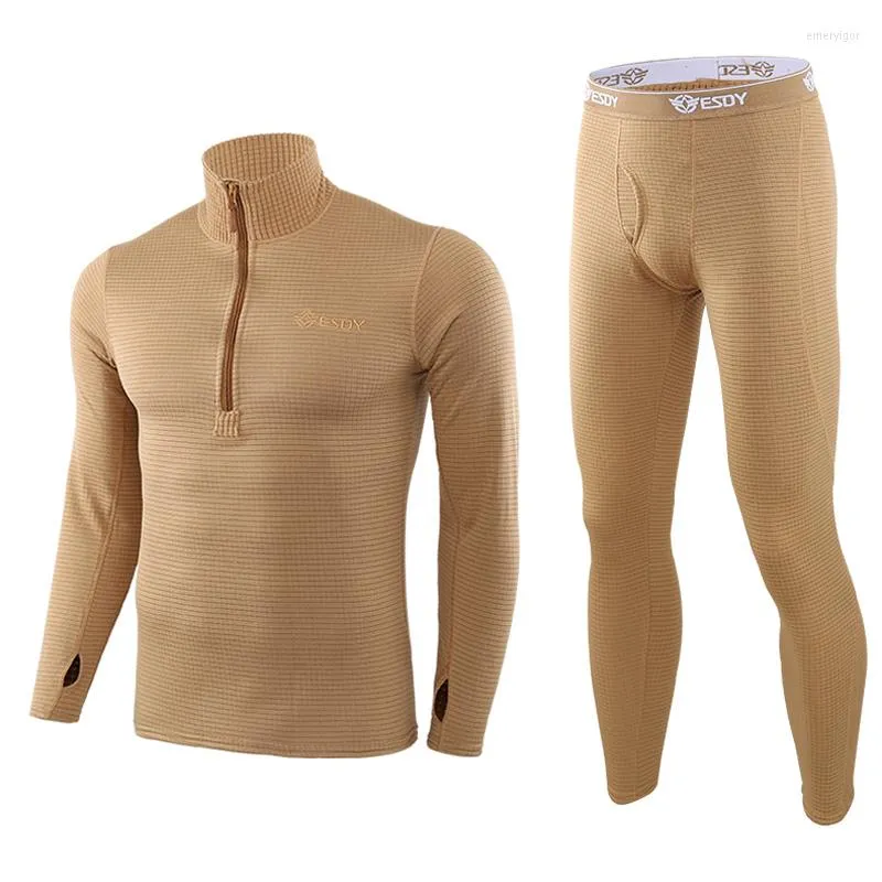 Sous-vêtements thermiques pour hommes, ensemble polaire d'hiver, couche de Base respirante et chaude, longue fermeture éclair, survêtement de Sport épais, Costume 2XL