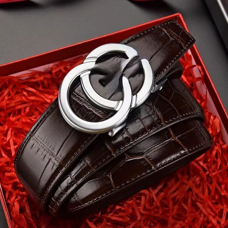 Cinturão de couro genuíno clássico Moda casual de couro de couro automático Tendências de negócios de fivela