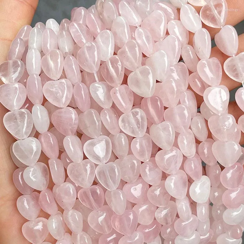 Pärlor Natural Heart Rose Quartzs Löst distans för smycken Making Diy Accessorries Bead Women Gifts 10mm Love