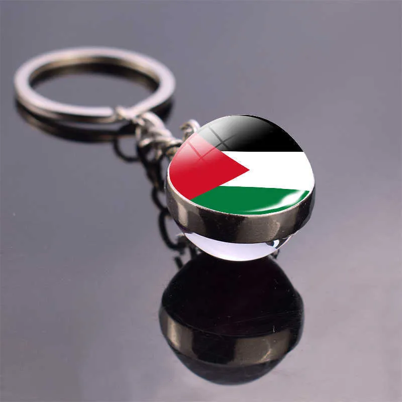 キーリングパレスチナ旗キーチェーンお土産ガラスドームパレスチナフラグキーリングトリンコジュエリーG230210
