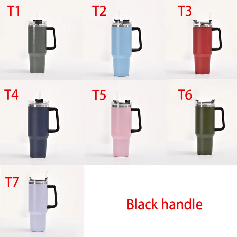 40oz Reusable Tumbler with Handle and Straw Stainless Steel Insulated Travel Mug Tumbler Insulated Tumblers Keep Drinks Cold Without 