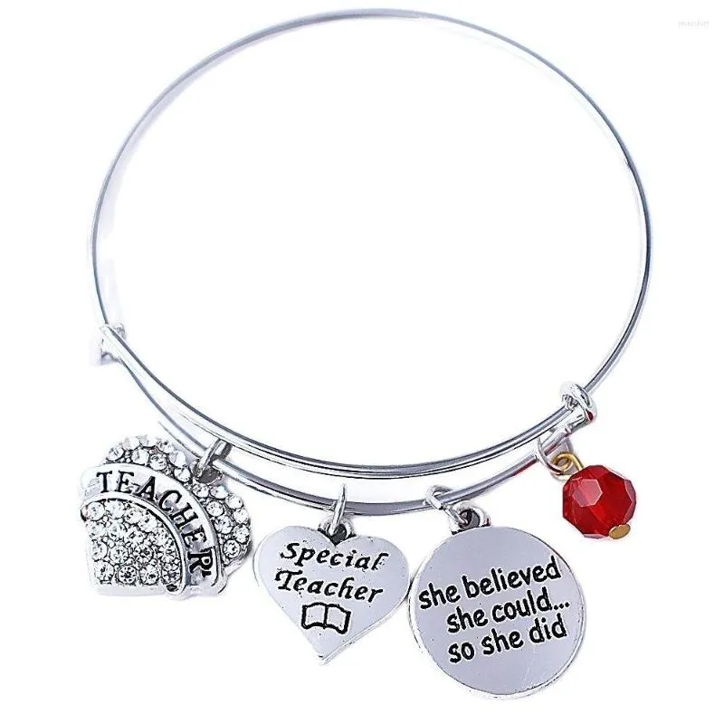 Bracelet DOUBLE NEZ Elle croyait pouvoir faire un livre d'enseignant spécial inspirant Charm Bracelets pour diplômés