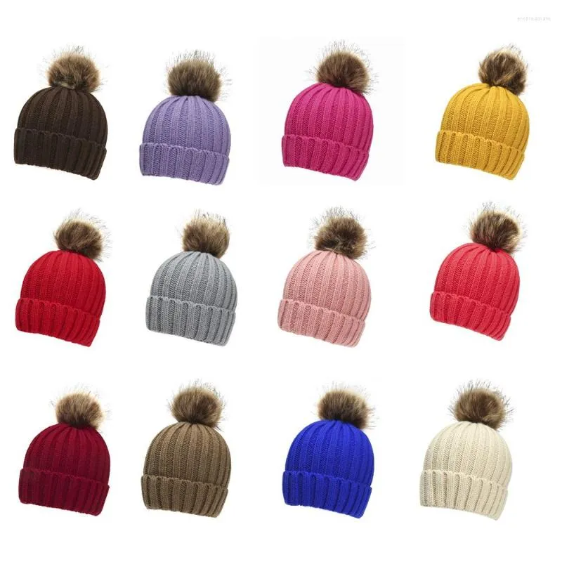 Berets 2023 Beanie Winter For Women Crochet Knitted Hat Autumn Warm Wool Big Ball Cap Thickened Brimles Breathable Casual