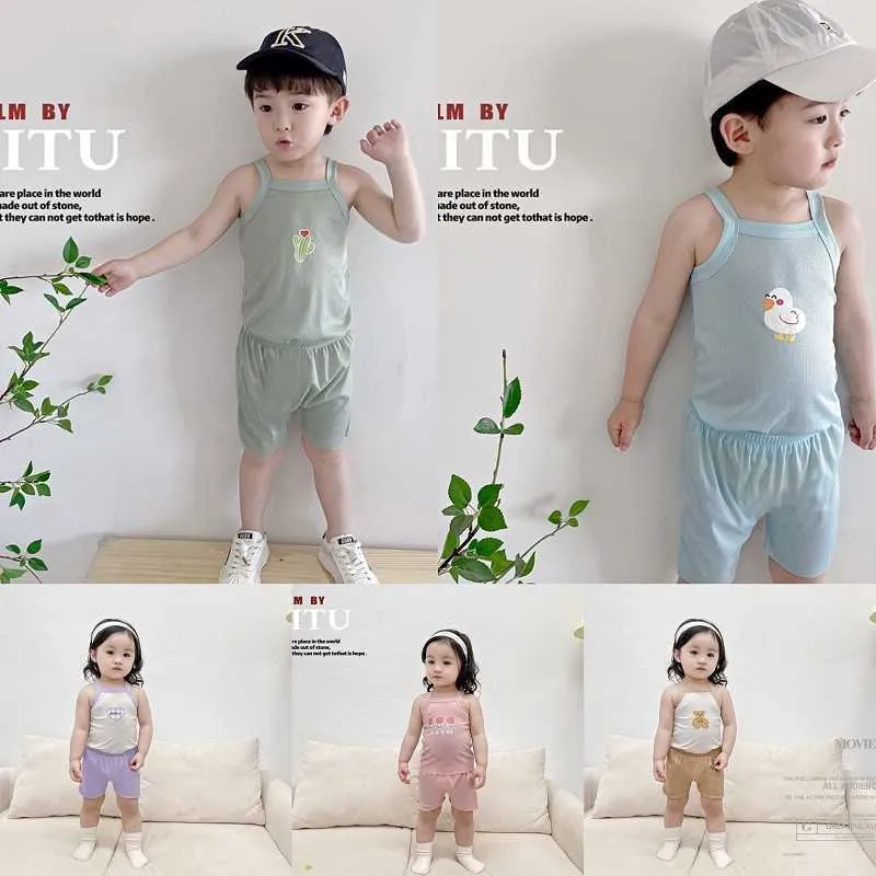 Vêtements Camisole Shorts bébé maison ensembles été vêtements pour enfants gilet costumes enfant en bas âge deux pièces ensemble pyjamas enfants vêtements de loisirs