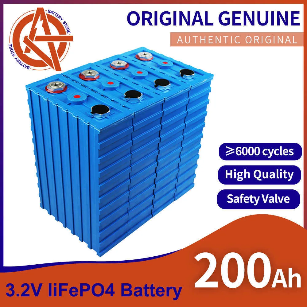 3.2V 200AH Lifepo4 Battery Rechargeable Lithium Iron Phosphate Battery DIY 12V 24V 48V Solar Cell For Golf Cart EV RV Boat